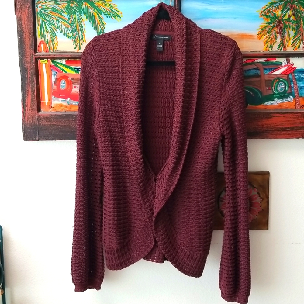 🥳 Host Pick 🥳 INC Wine Colored Peplum Sweater Jacket